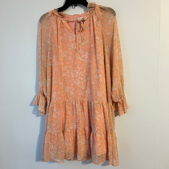 C Est. 1946 Dresses & Skirts - Est. 1946 Floral Tiered Ruffle Neck Long Sleeve Dress Women's Size L